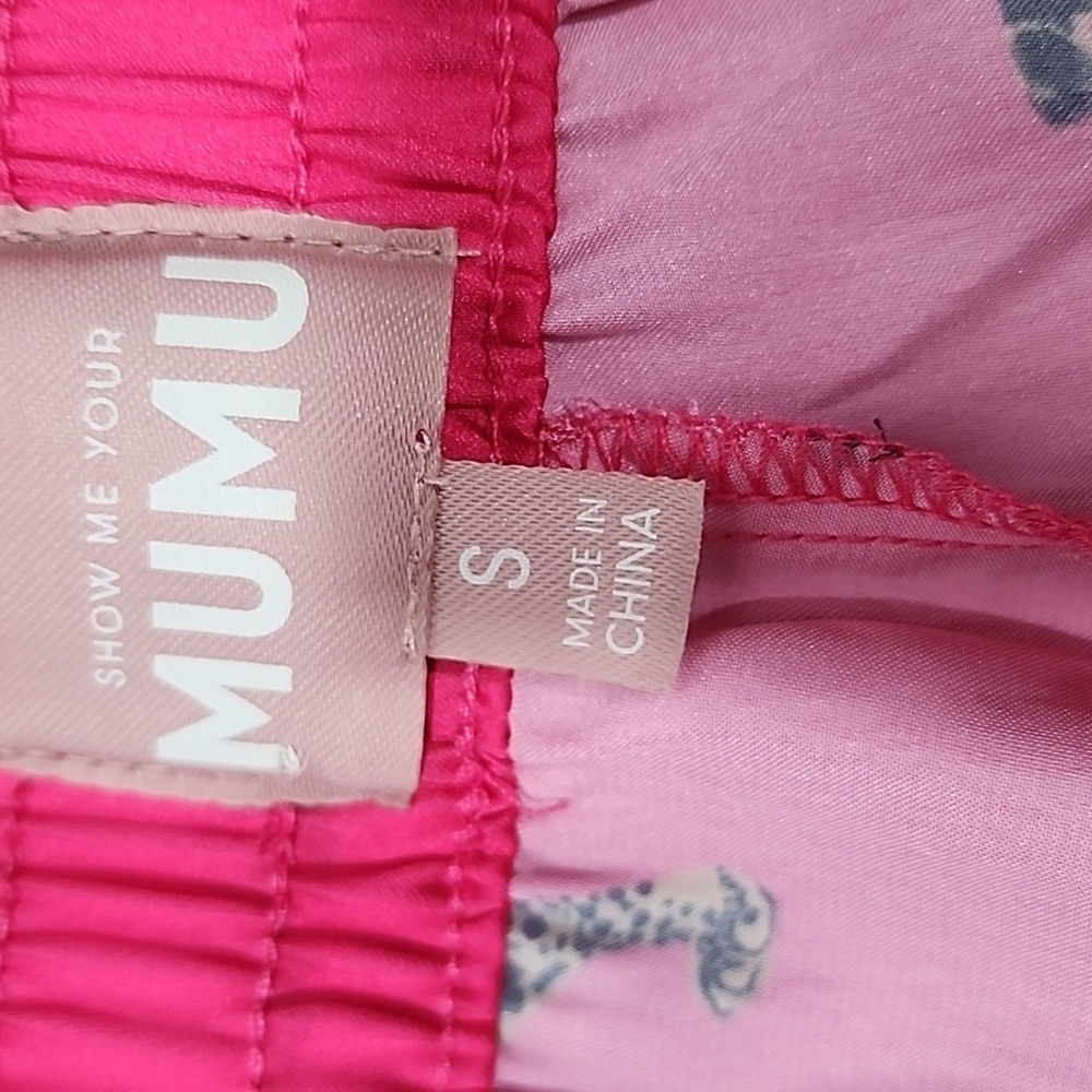 Show Me Your MUMU Early Riser PJ Shorts In Fuchsia Feline Print. S - Picture 7 of 9